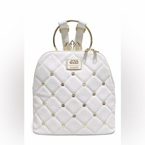 Star Wars Rebel Loungefly White Quilted Mini backpack with Gold hardware